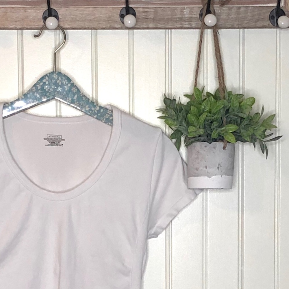 Athleta Side Ruched Short Sleeved Tee White Medium